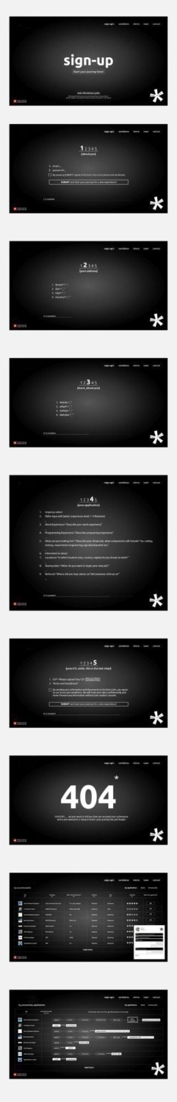 A website wireframe design proposal for a technology job search engine, UI design, design, website
