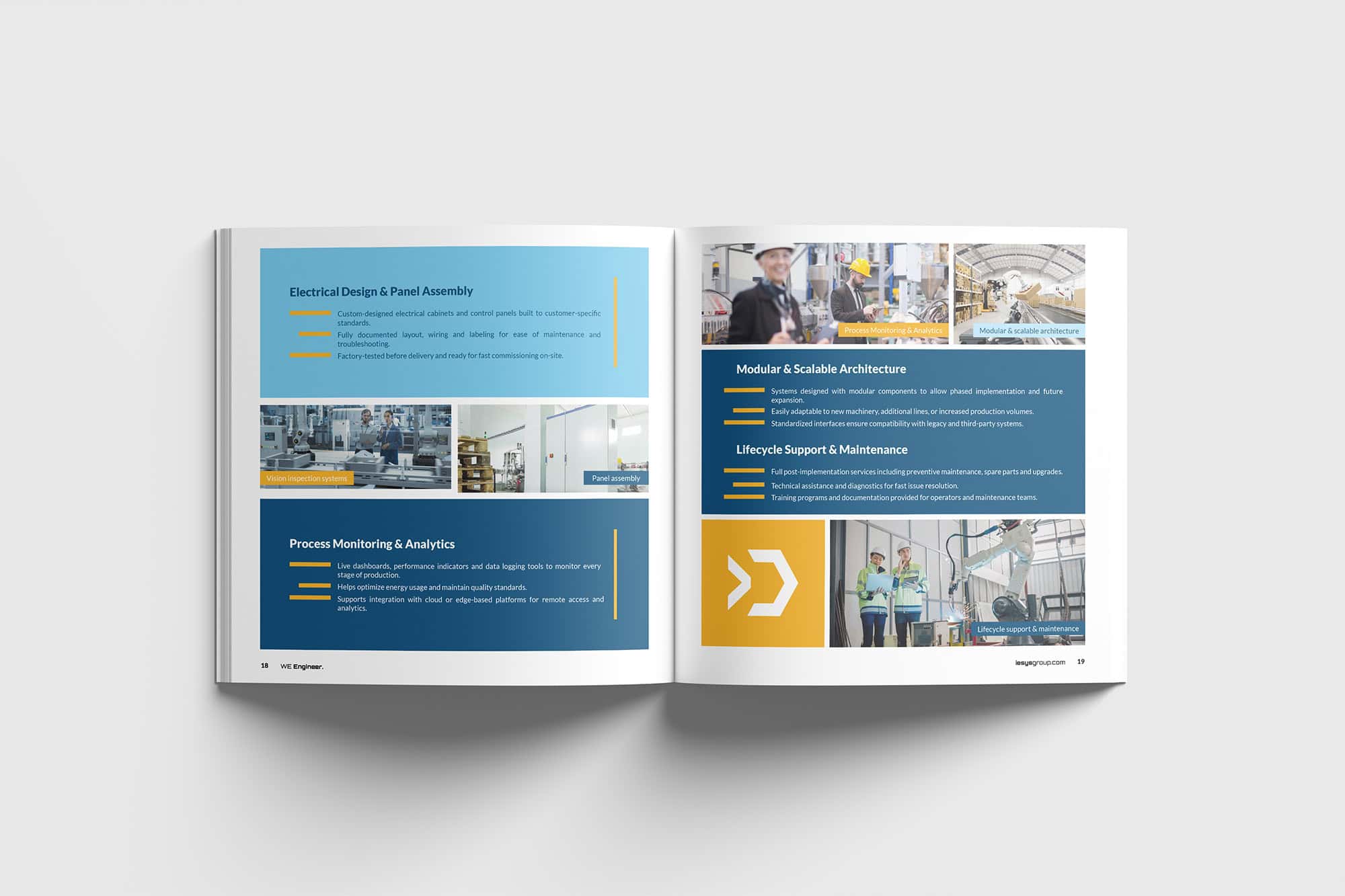 IESYS industrial automation brochure, brochure design, publishing design, Toud design